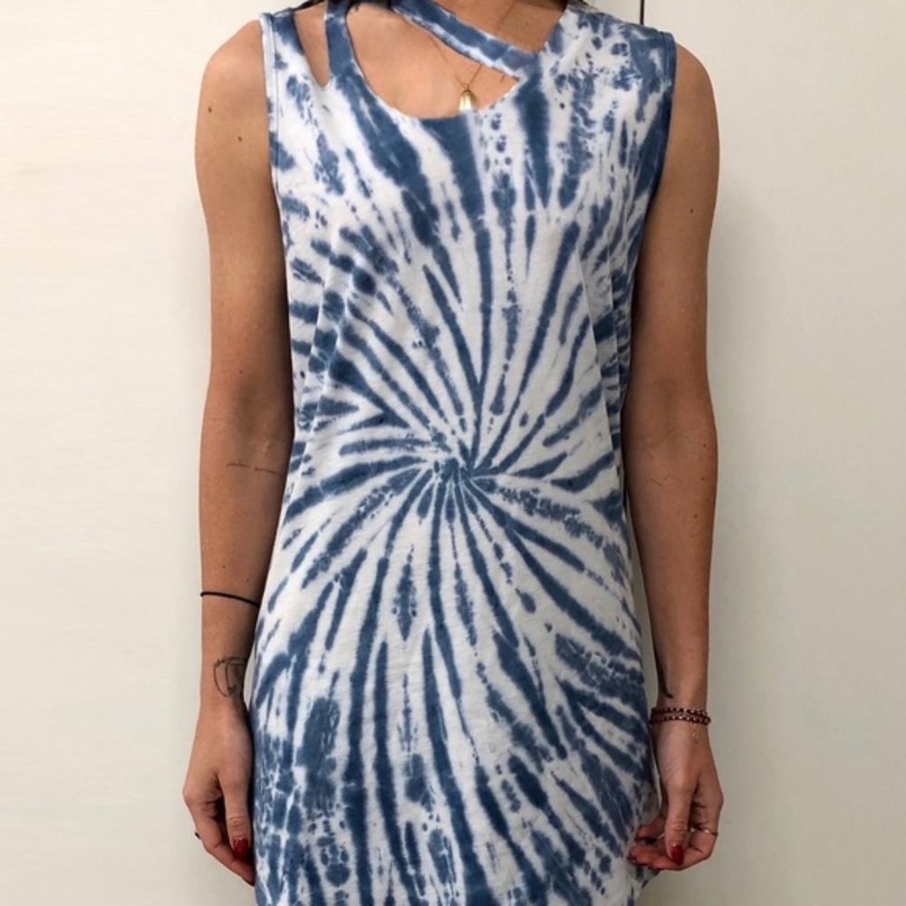 LNA Double Cut‎ Denim Spiral Tie Dye Tank dress Size S
